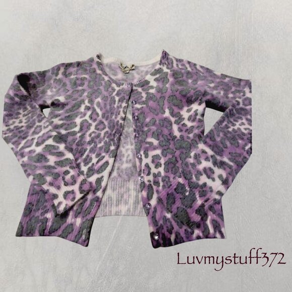 Cute Angora Animal Print Cardigan Sweater - Picture 2 of 8